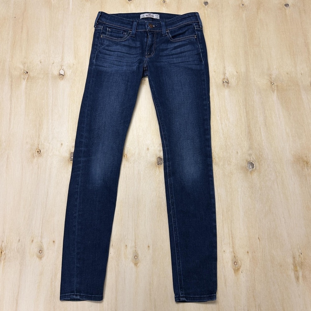 Hollister Jeans Womens 3S Dark Wash Blue Low Rise Skinny Slim Stretch Denim